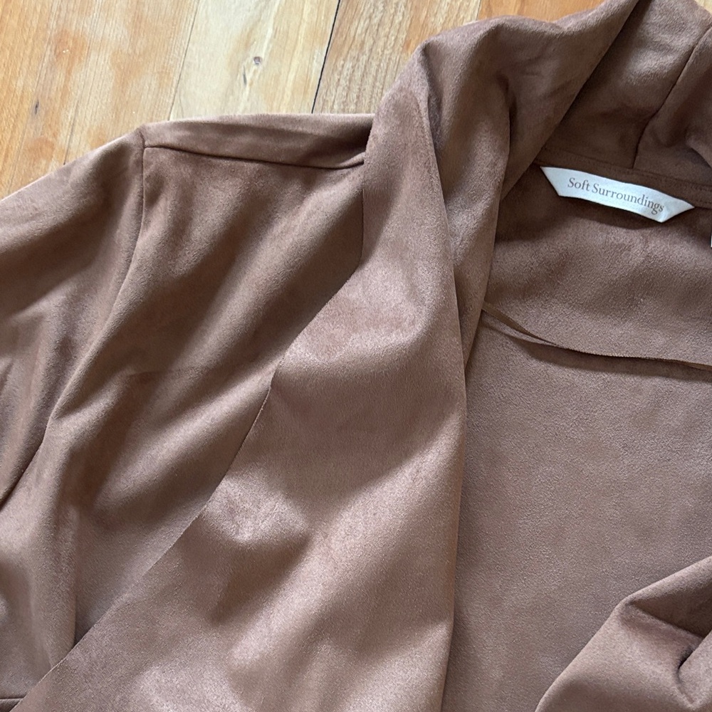 Soft Surroundings Chocolate Faux Suede Jacket - Picture 3 of 5